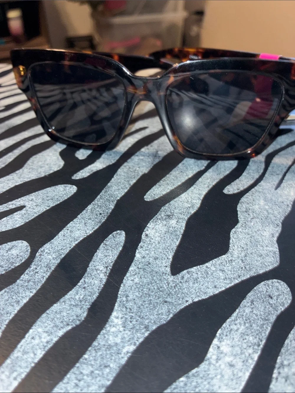Foster Grant Tortoiseshell Cat-Eye Sunglasses with Pink Temple Accent